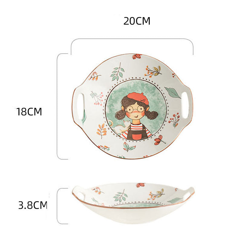 Ceramic Tableware Cute Fairy Tale Forest Baked Rice Plate Set