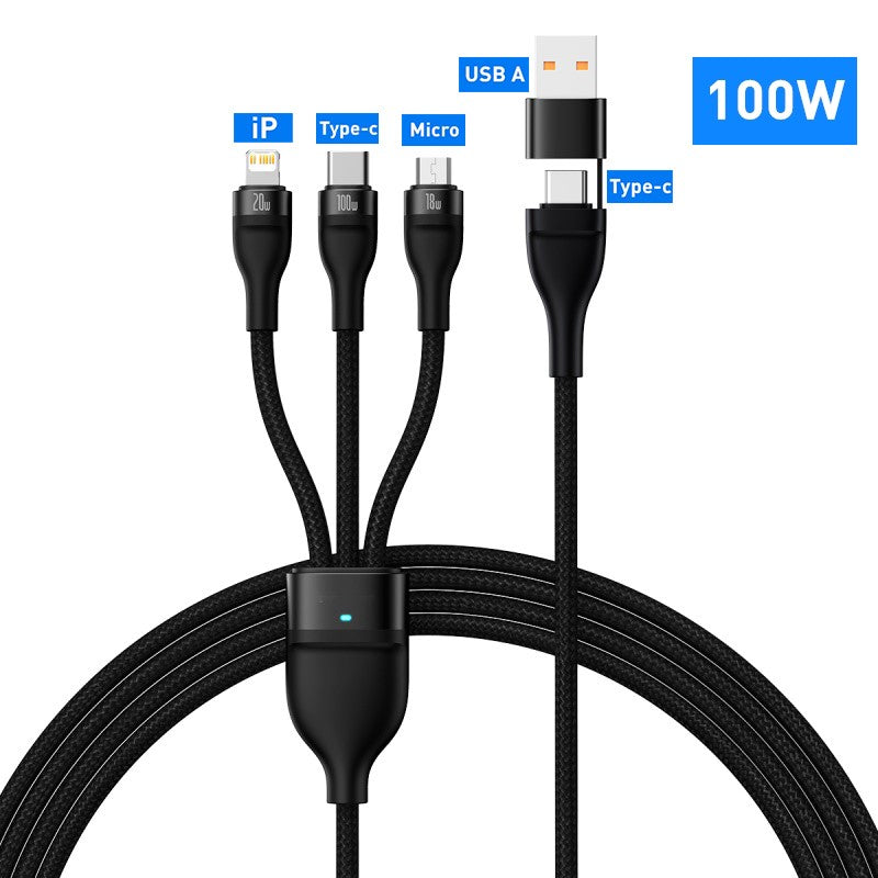 3 In 1 USB C Cable For IPhone 14 Pro 11 Charger Cable 100W