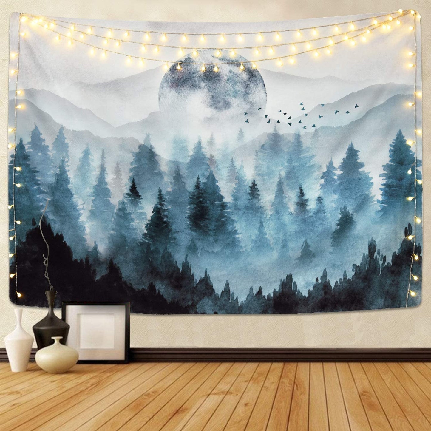 Misty forest tapestry