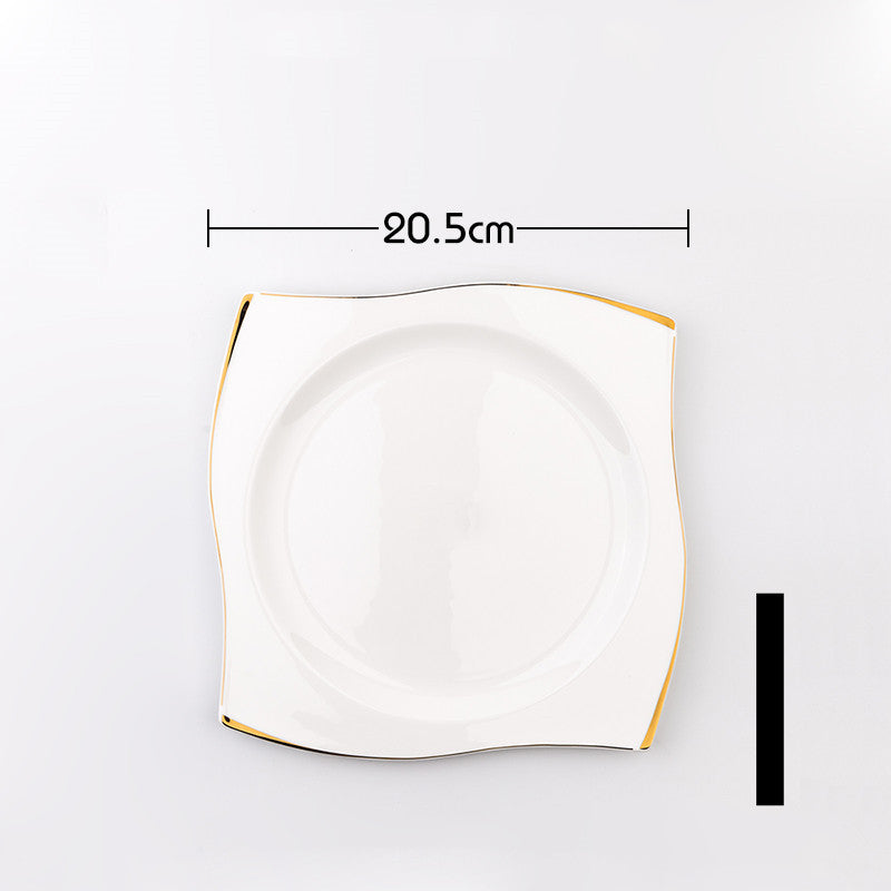 Steak Plate Creative Square European Bone China Tableware Set