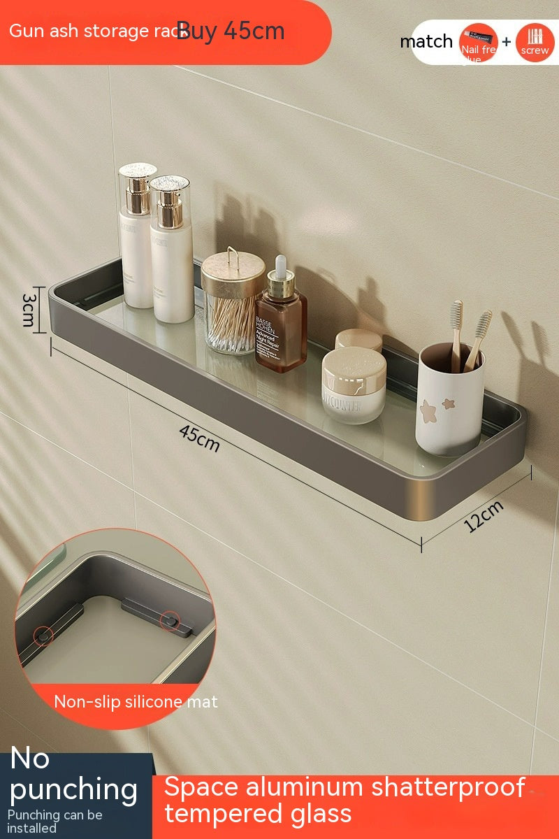 Bathroom Tempered Glass Simplicity Storage Rack