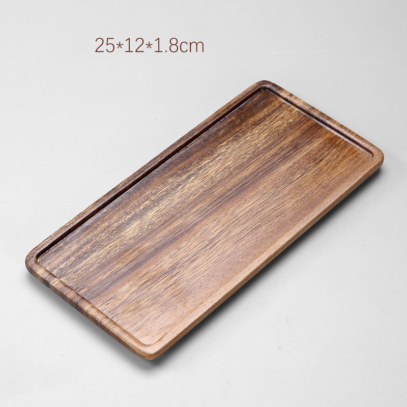 Solid wood rectangular tea tray for household use