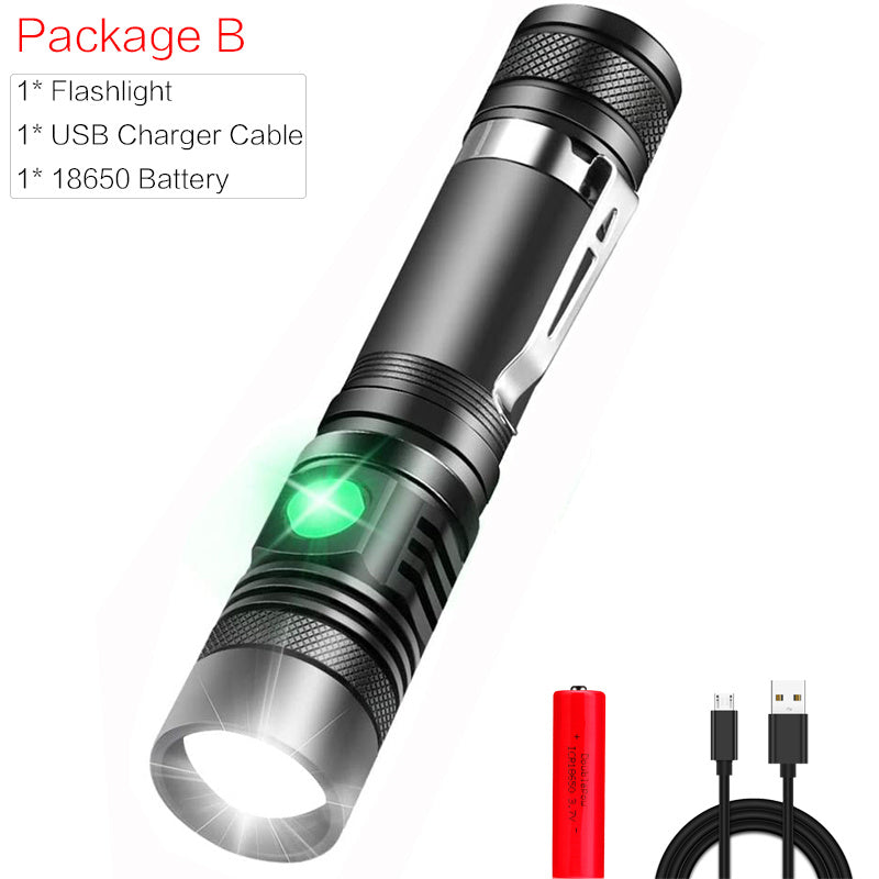 Black Zoomable LED Flashlight