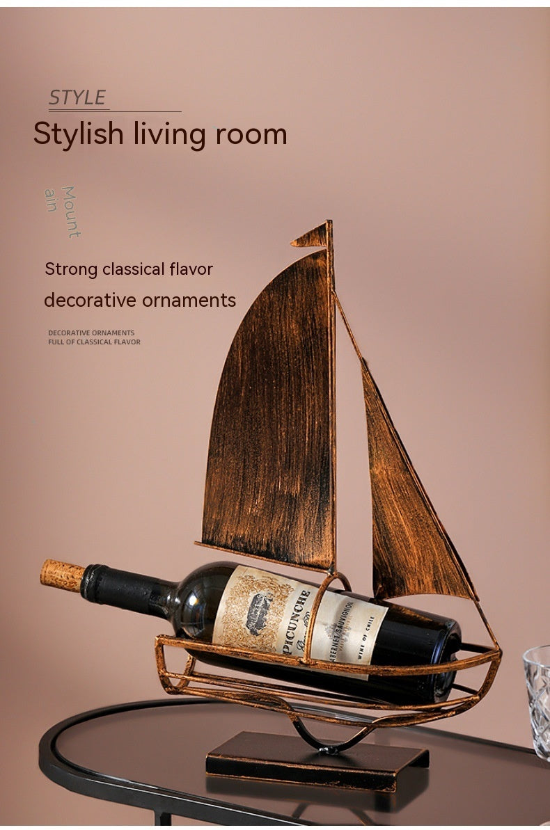 Iron Boat Wine Rack