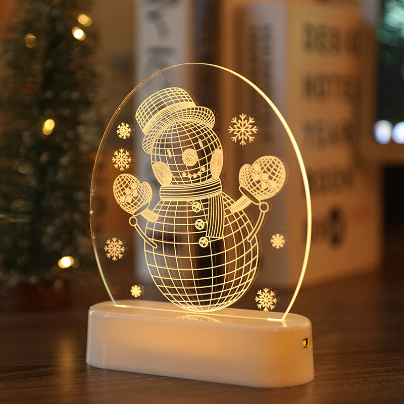 Snowman Bell Acrylic Decoration Night Light