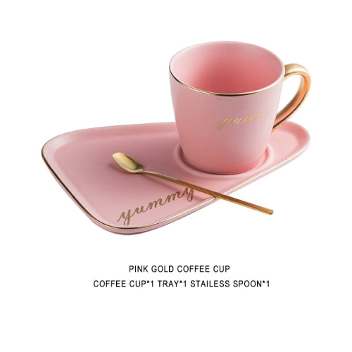 Light luxury Ins style coffee cup European style small luxury single high-end lovers afternoon tea ceramic tableware tray creativity