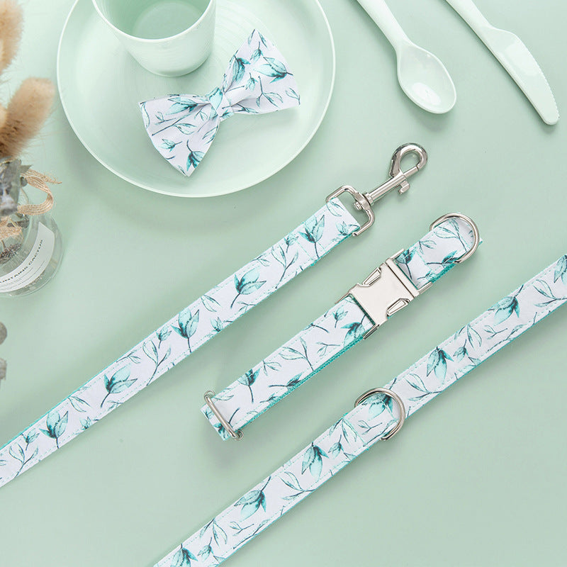 Dog Collar Leash Set with Bow Tie