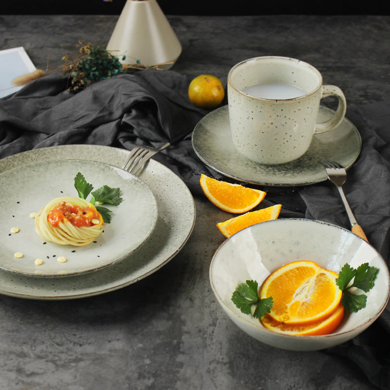 Japanese Retro Pitted Household Ceramic Tableware