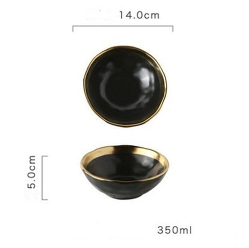 Black gold matt ceramic western plate