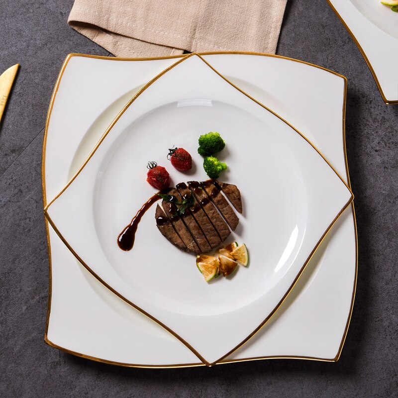 Bone China Special-shaped Western Dinner Plate