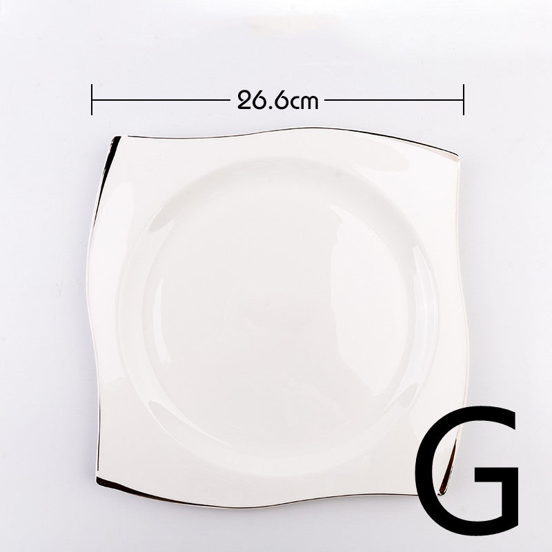 Steak Plate Creative Square European Bone China Tableware Set