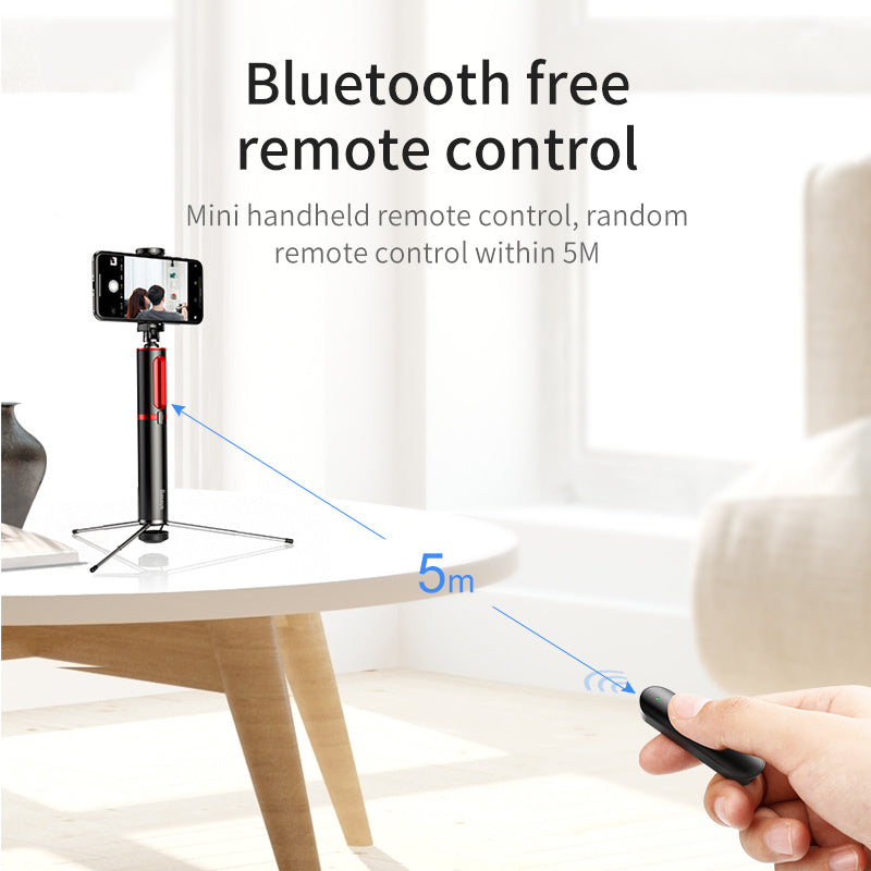 Bluetooth remote selfie stick with tripod