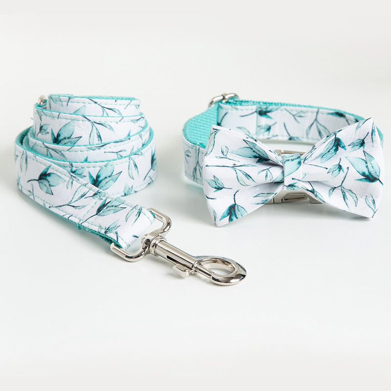 Dog Collar Leash Set with Bow Tie