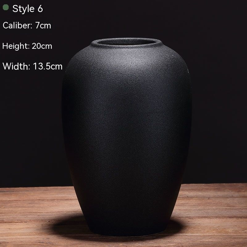 Black Ceramic Vase Flower Arrangement Decoration Ornaments