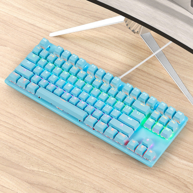 Mechanical Keyboard Green Shaft Desktop Non Punch 87 Key Keyboard