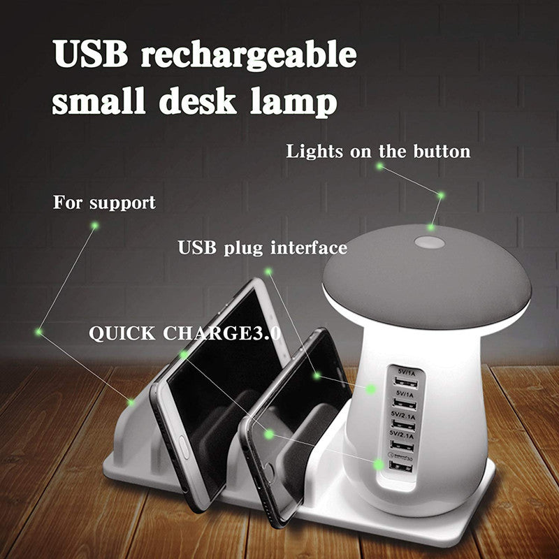 2 In 1 Multifunction Mushroom Lamp LED USB Charger