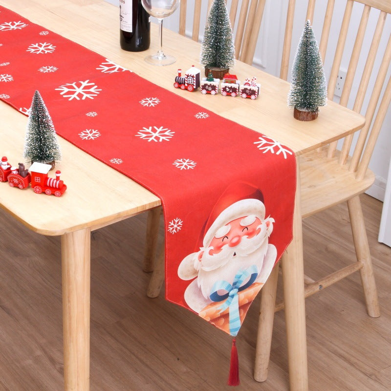 Christmas Table Flag Double Printing Snowman Table Mat