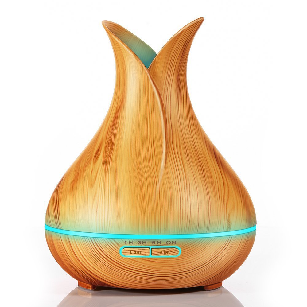 Humidifier Diffuser Aromatic Aromatherapy Wood Grain Fragrance Distributor For Home LED Discoloration Light Mute