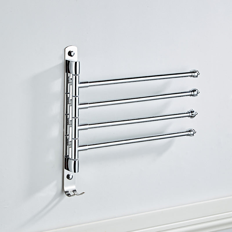 Bathroom Stainless Steel Rotating Movable Towel Rack Without Punching