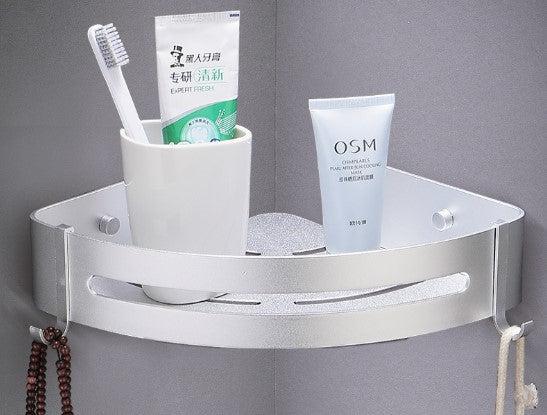 Free punching bathroom shelf Bathroom with hook corner frame Toilet vanity space aluminum triangle basket wall hanging