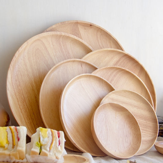 Japanese-style wooden tray household round