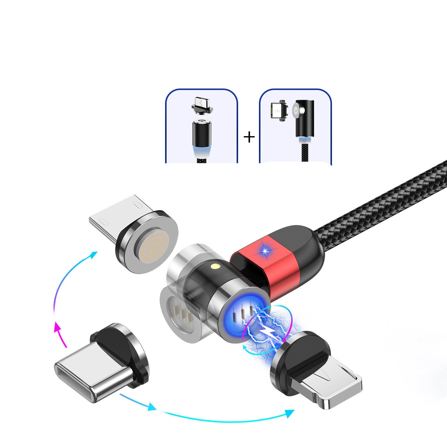 3A Fast Magnetizing 540 Degree Rotating Data Cable