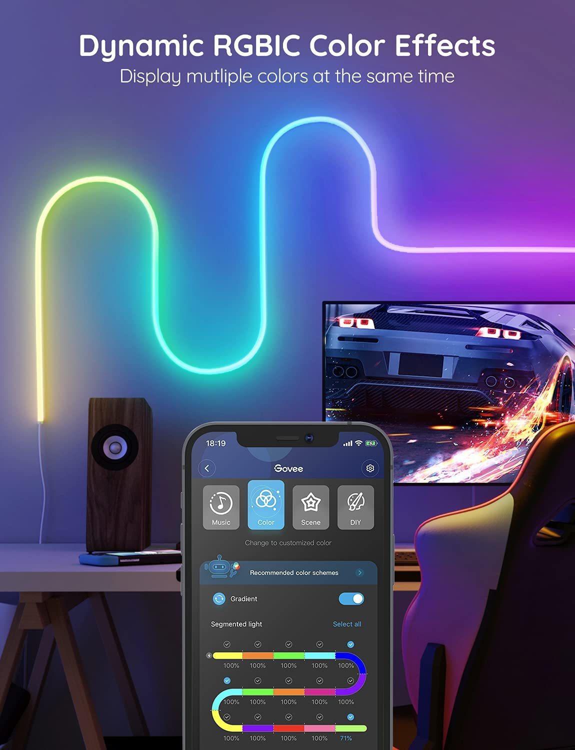 12V24V Bluetooth WIFI5 M RGBIC Colorful Music Neon Light