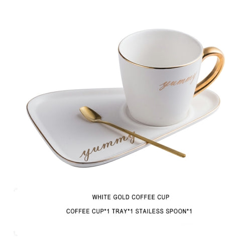 Light luxury Ins style coffee cup European style small luxury single high-end lovers afternoon tea ceramic tableware tray creativity