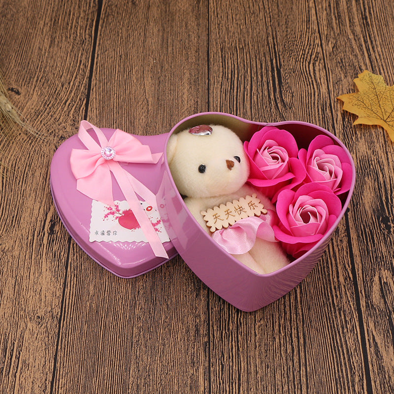 Caja de regalo con flores de jabón