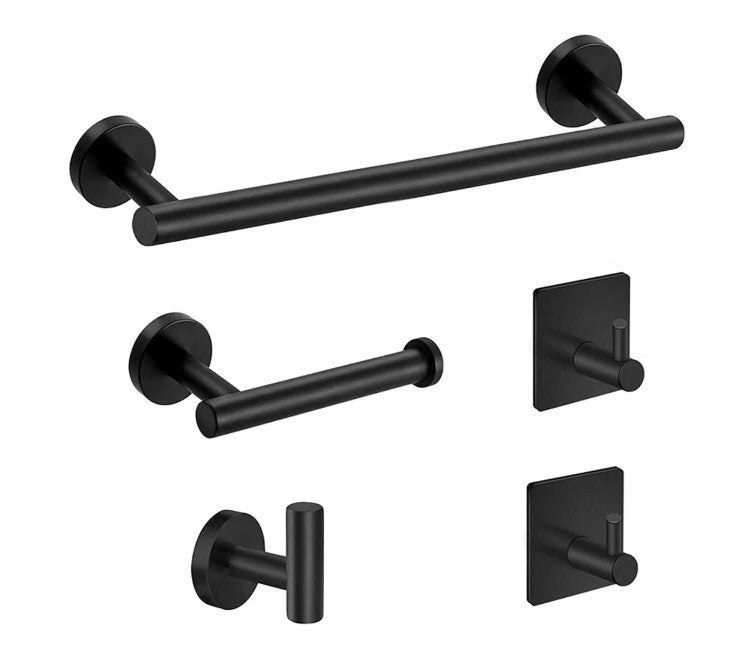 Stainless Steel Towel Rack Coat And Cap Bathroom Hook Bathroom Five-piece Set