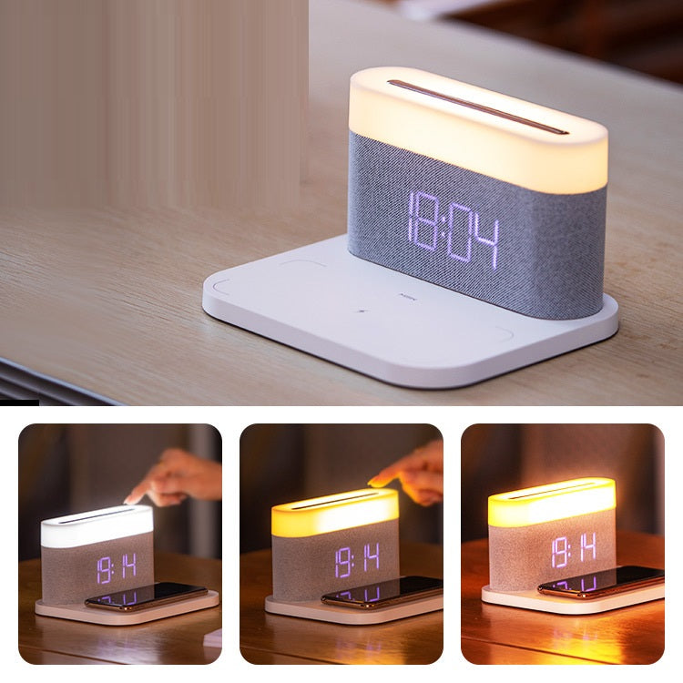 Table Lamp Bedroom Desktop Bedside Lamp Clock Four-in-one Wireless Phone Charger