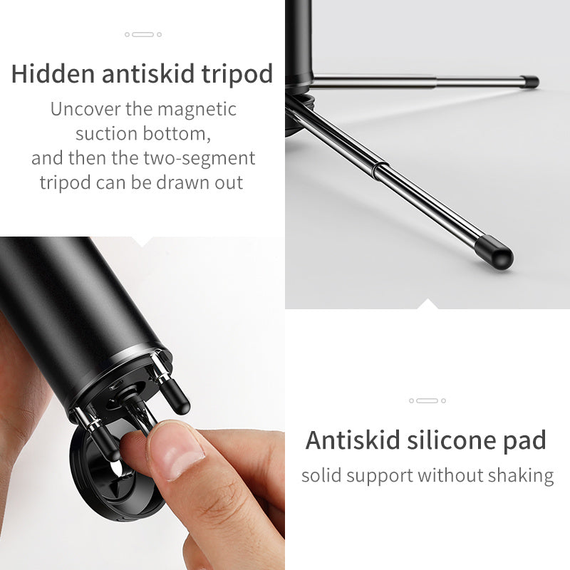 Bluetooth remote selfie stick with tripod