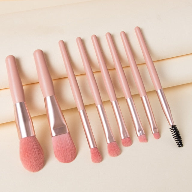 Travel Portable 8 Mini Makeup Brush Beauty Set