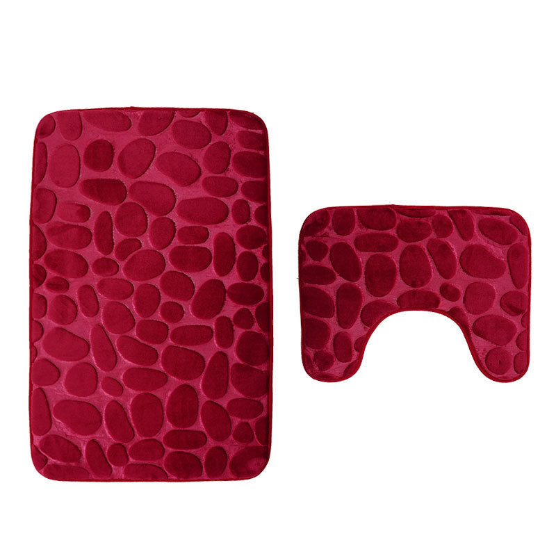 Bathroom Anti-slip Mat European And American Pebble Stone Carpet Toilet Floor Mat Set Bathroom