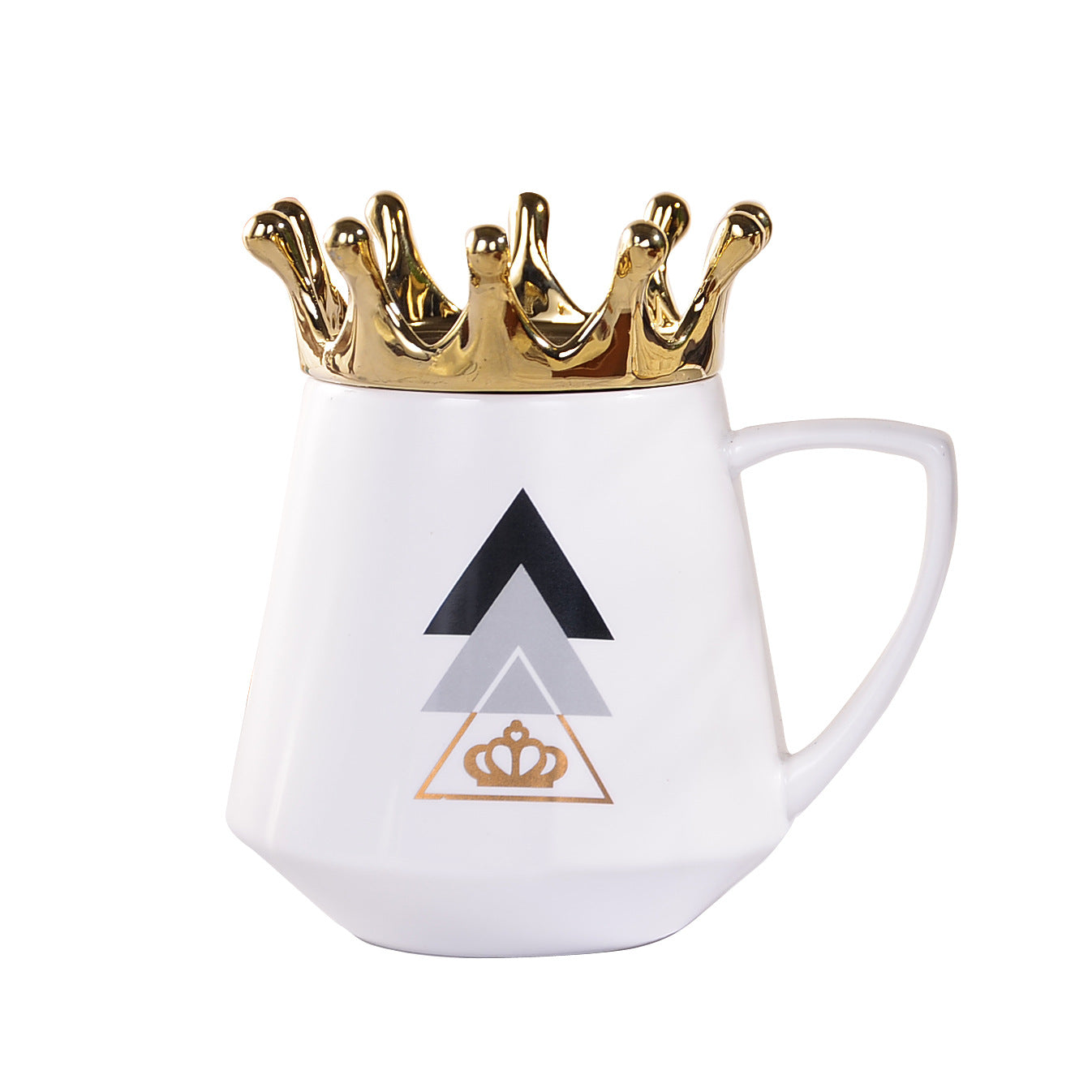 Light Luxury Nordic Crown Ceramic Mug With Lid