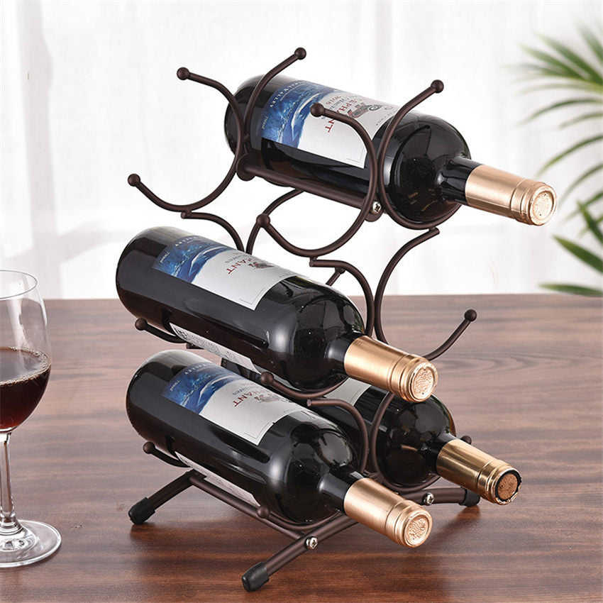 Iron six bottle wine rack