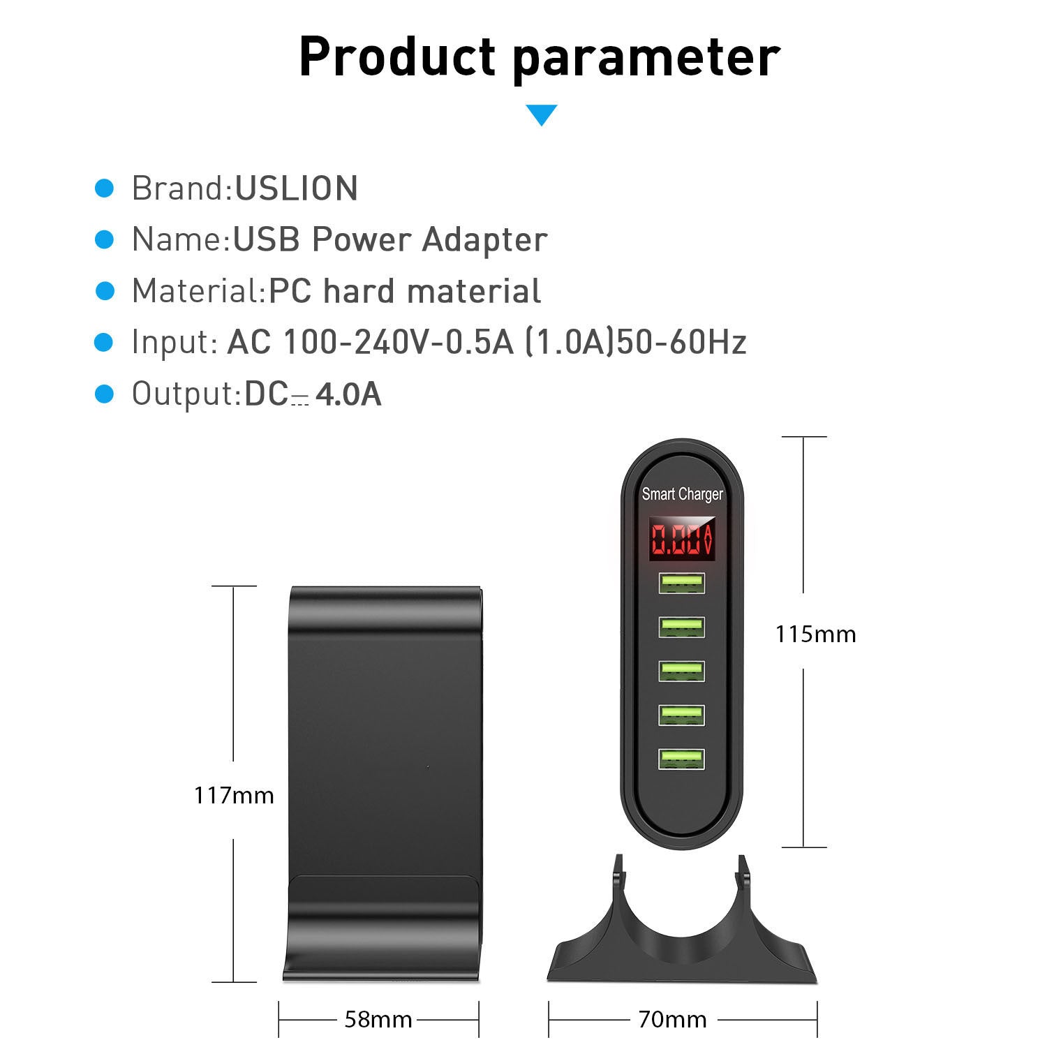 USB five-port smart charger