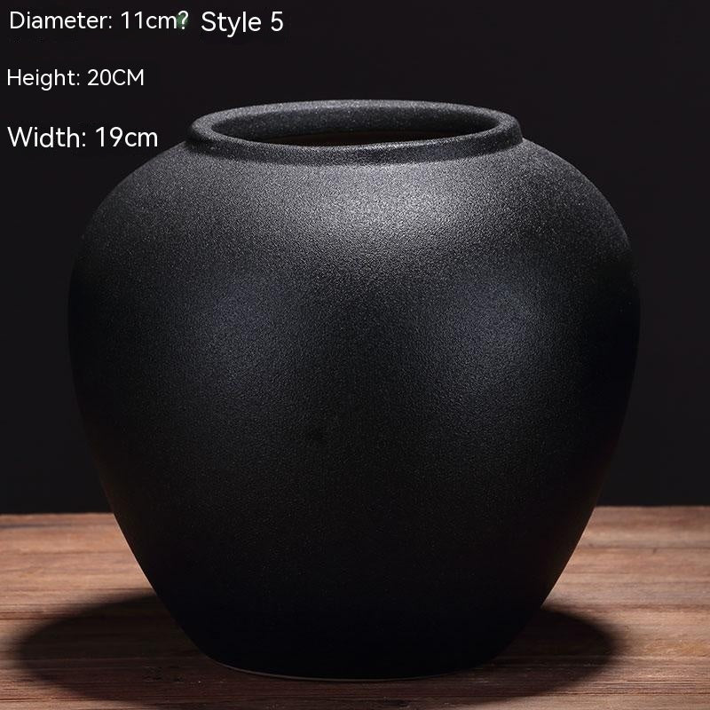 Black Ceramic Vase Flower Arrangement Decoration Ornaments