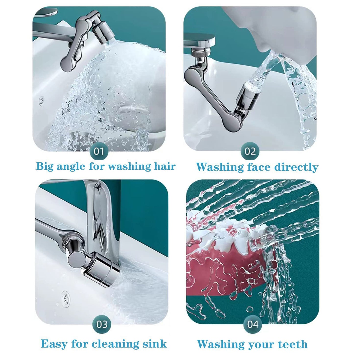 Universal Faucet Washbasin Multifunctional 1080 Degree Rotation Splash Proof