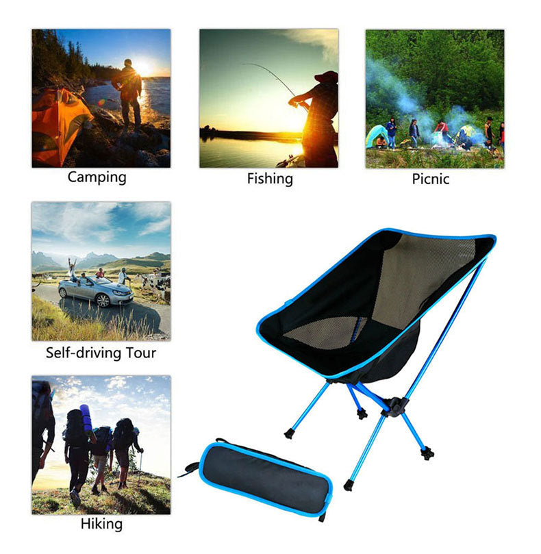 Chaise pliante ultralégère de voyage, chaise de Camping en plein air à charge élevée, Portable, plage, randonnée, pique-nique, siège d'outils de pêche