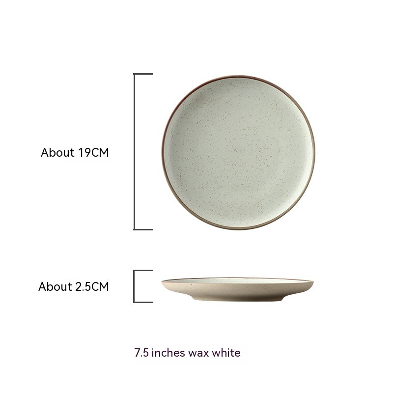 Round Light Plate Dish Western Cuisine Plate Simple Large Ceramic Plate