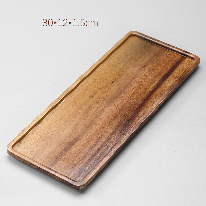 Solid wood rectangular tea tray for household use