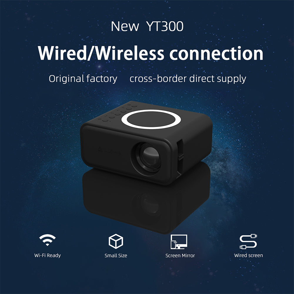 YT300 Home Portable Mini Projector 24 ANSI HD 1080P Wired And Wireless Mobile Home Theater Projection