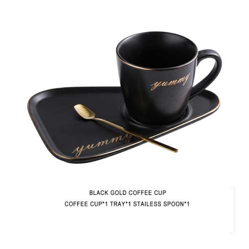 Light luxury Ins style coffee cup European style small luxury single high-end lovers afternoon tea ceramic tableware tray creativity