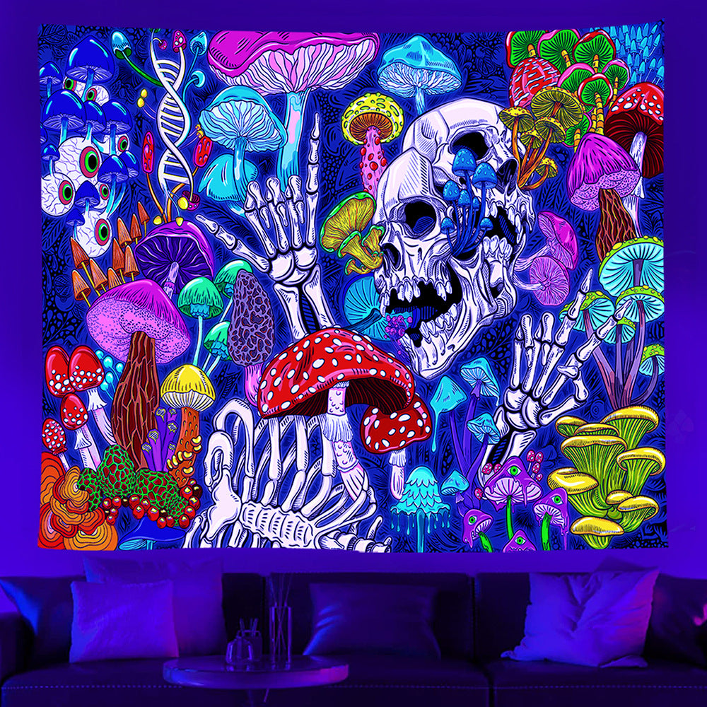 The Room Is Hung With Fluorescent Tapestries Printed With UV Lights For European And American Parties