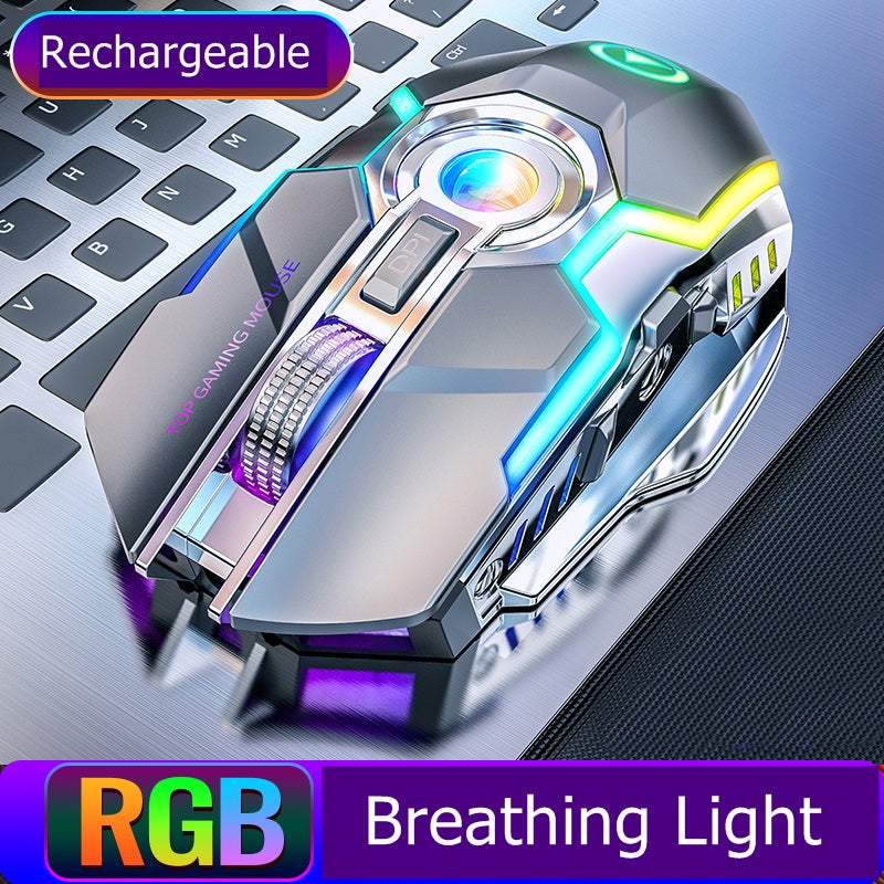 Color Wireless Gaming RGB Rechargeable Mute Button Mouse 