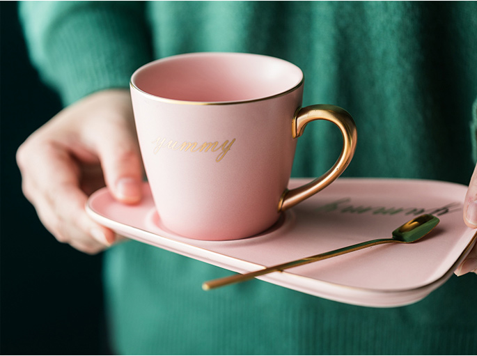 Light luxury Ins style coffee cup European style small luxury single high-end lovers afternoon tea ceramic tableware tray creativity