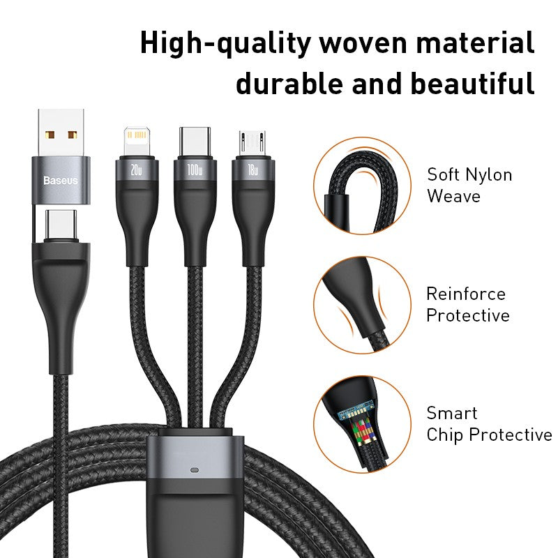 3 In 1 USB C Cable For IPhone 14 Pro 11 Charger Cable 100W