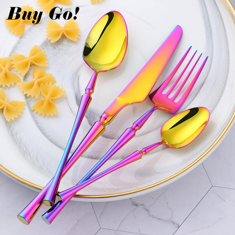 Stainless Steel Cutlery New Color Restaurant Small Waist Cutlery Four-piece Cutlery Set