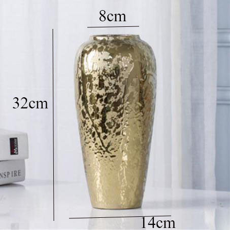 Ceramic Vase Golden Electroplating Light Luxury Living Room Soft Decoration